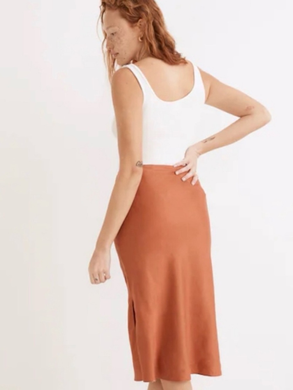 Madewell Rust-Orange Midi Skirt - Women - Picture 2 of 5